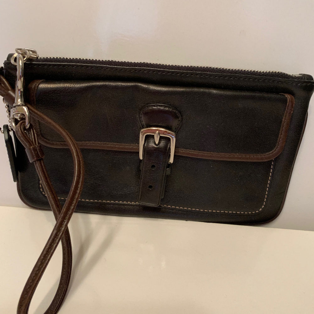 Coach Black Leather Mini Purse/Wristlet - Picture 2 of 3